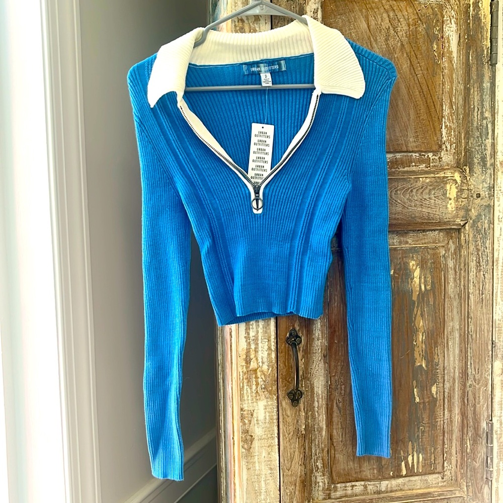 Urban outfitters blue shirt with collar and zipper
